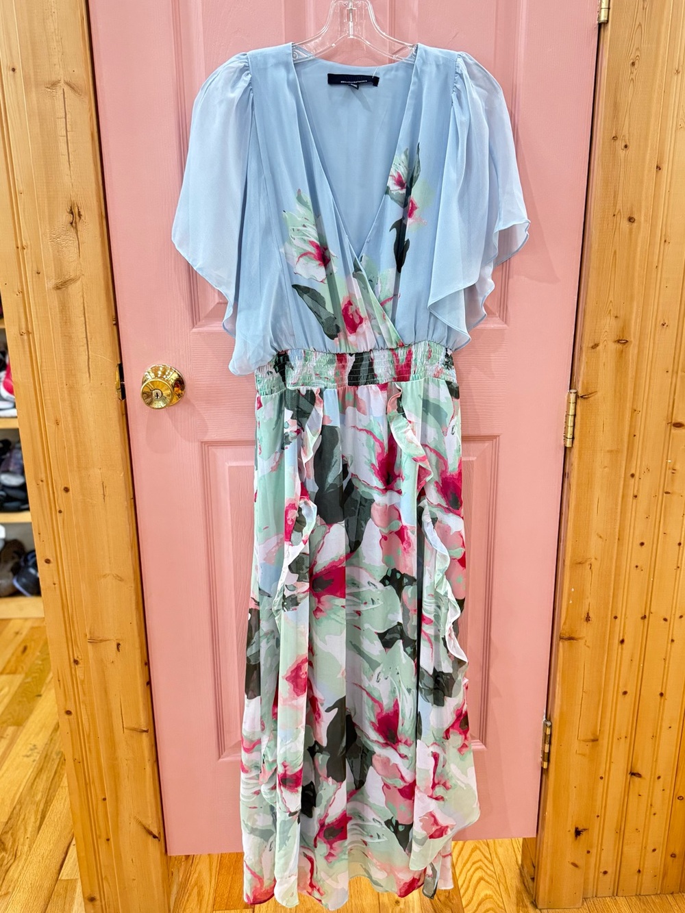 White House Black Market Blue, Pink Floral Maxi Dress 8 - Picture 2 of 6